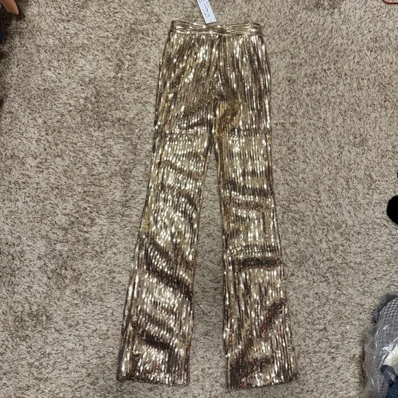 LaQuan Smith Gold Liquid Sequin Pants - Small - Picture 10 of 11